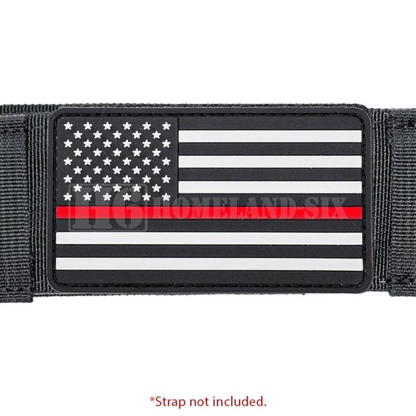 Rubber Thin Red Line Flag Patch Velcro Hook Back